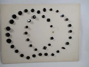 BUTTON CARD DISPLAYS 41 Assorted BLACK BUTTONS Vintage Store Display Vintage - Picture 1 of 9