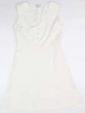 Warehouse Womens White Viscose Fit & Flare Size 12 V-Neck Pullover