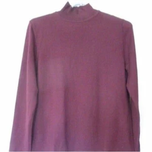 Maglione 100% lana merino finto collo alto Valerie Stevens taglia M bordeaux - Foto 1 di 4
