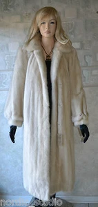 Gorgeous Genuine BLUSH MINK FUR COAT, Full Length, size M-L, Ivory Creamy White - Picture 1 of 10