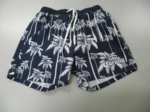 MEN'S NAVY WITH PALM TREES CORONA SWIM TRUNKS W STRETCH & MESH LINED~ SIZE L - Picture 1 of 4