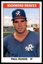 1987 TCMA Richmond Braves Paul Runge Richmond Braves #14