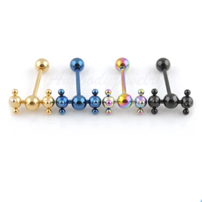 1pc 14G 5/8“ Titanium Plated Steel Fun Erotic Spinner Barbell Porn Tongue Ring - Image 1 of 2