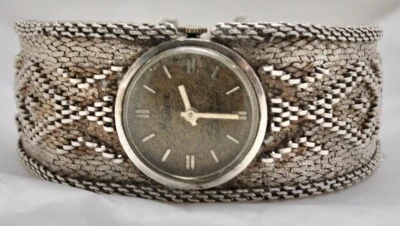 Reloj Pulsera Brazalete Vintage Arnex 17J Tejido Malla Esterlina 45 Gramos NO FUNCIONA Foto 1 de 4