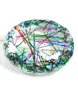 80 Ct Oval Cut Multicolor Rutilated Quartz Loose Gemstone - Picture 1 of 5
