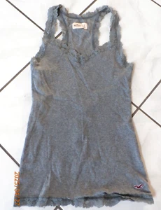 Camiseta sin mangas Hollister Y2K Cami HCO ribete de encaje pequeña Boho gris hada H23 - Imagen 1 de 7