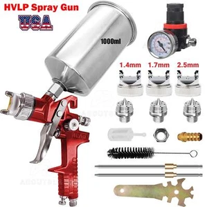 Automotive Spray Gun Gravity Feed Paint Air Sprayer HVLP Car Kit Tool 3 Nozzle - Picture 1 of 10