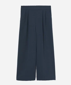 BNWT H&M black crepe wide leg capri cropped trousers sizae 14 New - Picture 1 of 5