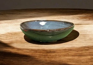 Signierte Studio Art Pottery L. blau braun glasiert Schale Schale Handarbeit Untertasse TH2 - Bild 1 von 6