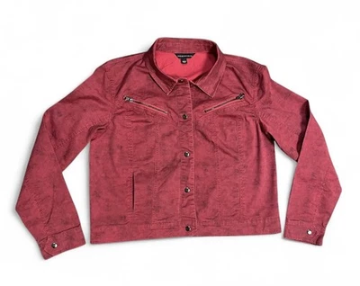 Chaqueta vaquera para mujer Rock & Republic roja con bolsillos a presión talla L Foto 1 de 4