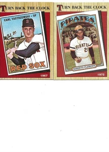 2 1987 TOPPS TURN BACK THE CLOCK HOF'S ROBERTO CLEMENTE & CARL YASTRZEMSKI - Imagen 1 de 1