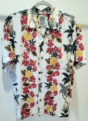 ОТПУСК 100% вискоза океан течения тропический ананас цветок печати белый/мульти размер S - Изображение 1 из 4