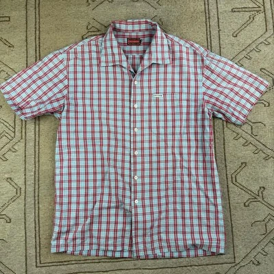 Vintage Chevignon Short Sleeve Red Blue Plaid Shirt Size Medium - Image 1 of 3
