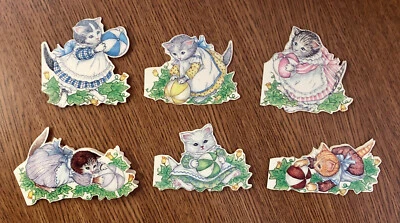 LOTE DE 6 CARTÕES DE PRESENTE VINTAGE GATINHO PEPINO GATO COM ENVELOPES 1984 MERRIMACK PUBL. - Imagem 1 de 4