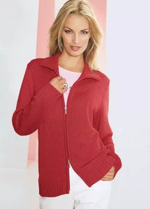 Damen Creation L 2-Wege Strickjacke mit Reißverschluss in Koralle UK Gr. 12 NEU - Bild 1 von 2
