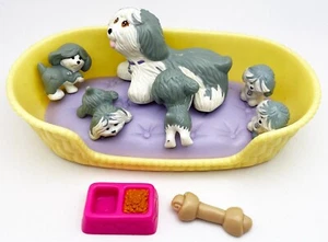 VTG Kenner Littlest Pet Shop Mommy Sheepdog w/ Baby Puppies Set 1992/93 LPS - Picture 1 of 6