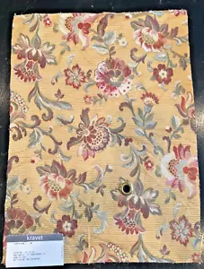 KRAVET Floral Brocade in Yellow, Pink, Green 13 x 17 3/4" Fabric Sample - Picture 1 of 3