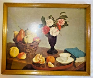Framed Still Life 1866 Fantin Flower & Fruit on a Table Art Print - 10.5 X 8.5 - Picture 1 of 6