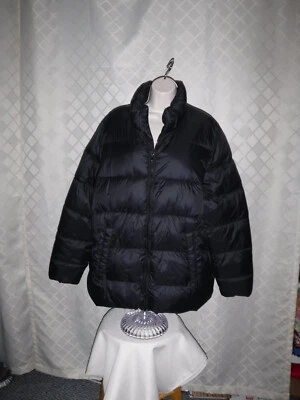 Chaqueta acolchada forrada para mujer talla XXL, color azul marino antiguo negro, cremallera completa 2 bolsillos N Foto 1 de 4