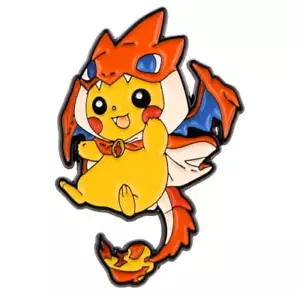 Pikachu In Mega Charizard Y Cosplay Costume Pokemon Enamel Pins Pin Brooch - Picture 1 of 5