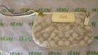 Coach Signature Sateen Zippered Large Pleated Wristlet Wallet Purse
