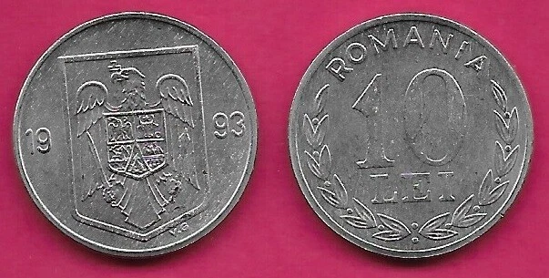 ROMANIA 10 LEI 1993 UNC NATIONAL ARMS,ROMANIA 1992 COAT OF ARMS-AN EAGLE (AQUILA - Image 1 of 1