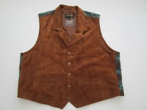 Mens 3XL Scully Howards Leathers Boar Suede Knit Back aztec southwestern vest - Picture 1 of 8