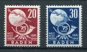 GERMANY FRENCH OCCUPATION ZONE BADEN 1949 UPU SCOTT 5N45-5N46 PERFECT MNH - Picture 1 of 1