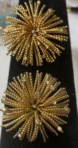 2 Parure Ciro MCM satellite Gold Metal Rhinestones Star burst Brooches Crown old - Picture 1 of 21