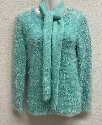 Jk J. Khaki Girls Sequin Fluppy Sweater Size Medium Aqua Green - Image 1 of 4