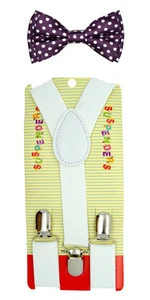 CUTE Baby Toddler Kids Boys Girls Polka dot Y-Back Elastic Suspender & Bow Tie  - Picture 1 of 40