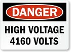 4160 High Voltage Danger Aluminum Weatherproof 12" x 18" Sign p00187