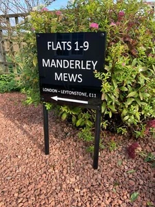 FREESTANDING HOUSE SIGN ADDRESS PLAQUE BUSINESS DIRECTIONAL FLAT POST SIGNAGE - Picture 1 of 20