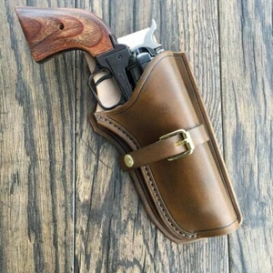 Hand Tooled Leather Gun Holster Made for Cowboy Revolver - Western Style - Picture 1 of 3