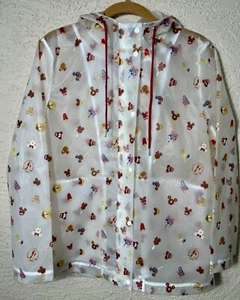 Disney Parks Mickey Minnie Mouse Snack Treats Rain Hooded Zip Jacket Coat Small - Picture 1 of 10