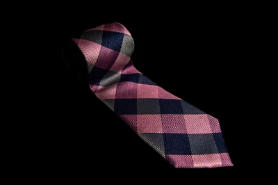 Tommy Hilfiger - Men's Pink Plaid 100% Silk Neck Tie 3.2"W x 58"L - Image 1 of 4