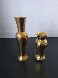 Lote De Colección De 2 Mini Jarrones De Latón ~ Hecho En India - Imagen 1 de 12
