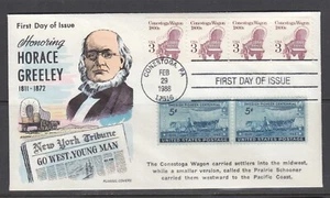 US Sc 2252 FDC 1988 3c Conestoga Wagon coil combo, Fluegel cachet, fresh, bright - Picture 1 of 1