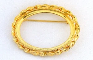 40x30 40mm x 30MM CABOCHON GEMSTONE GOLDPLATED ROPE PIN BROOCH MOUNTING CF299 - Picture 1 of 2