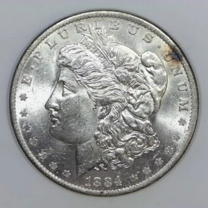 ~PLATA AMERICANA DE COLECCIÓN~ 1884-O Dólar de plata Morgan 90% moneda de 1 dólar estadounidense AU/BU d569 - Imagen 1 de 2