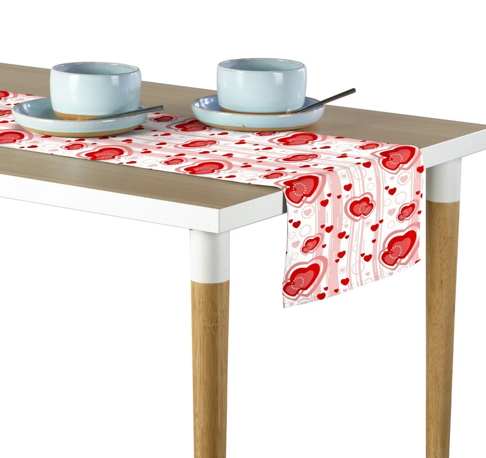 Multi Hearts in Stripes Table Runners - 12"x72" or 14"x108" - Image 1 of 1