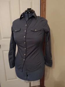Converse One Star Women’s Button Up Long Sleeve Shirt Gray/Blue/Green Sz S - Picture 1 of 8