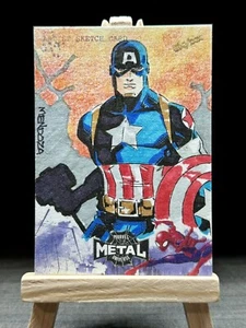 2022 Marvel Metal Universe Spider-man Captain America Sketch Card Joven Mendoza - Picture 1 of 2
