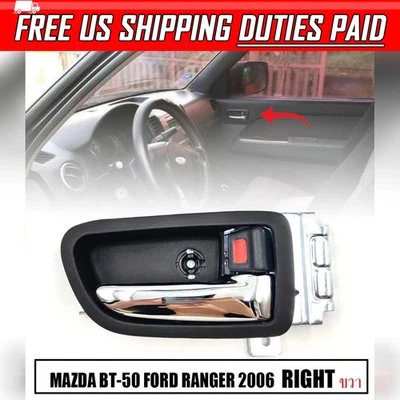 Manija de puerta interior derecha cromada negra para camioneta Mazda BT-50 Ford Ranger 2006-11 Foto 1 de 4