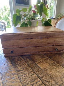 VTG Solid Oak Flatware Box Beautiful! - Picture 1 of 6