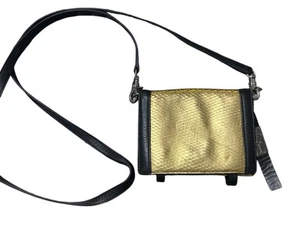FOLEY & CORINNA BLACK GOLD SMALL LEATHER CROSSBODY BAG WALLET - Picture 1 of 6