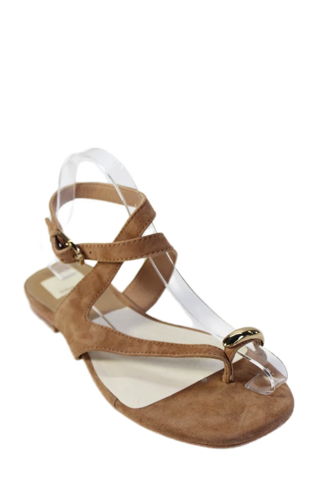 Dolce Vita Womens Suede Gold Tone Toe Ring Slingbacks Sandals Brown Size 8 - Image 1 of 4