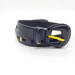 Salvatore Ferragamo Waist Belt Black Leather Vara Ribbon women from Japan - Picture 1 of 24