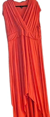 APT 9 DRESS SIZE 2X CORAL &/OR PINK LONG W/HILO EFFECT PRELOVED - Image 1 of 4