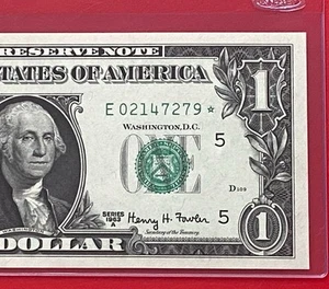 1963A STAR NOTE $1 DOLLAR BILL ( RICHMOND E ) UNCIRCULATED - Picture 1 of 3